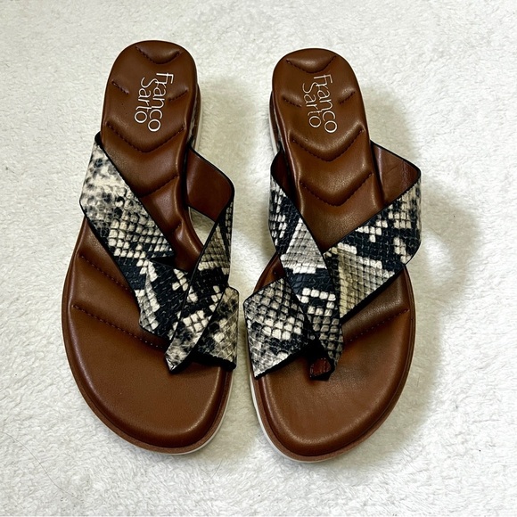 Franco Sarto Darious Snake Print Slide Sandals - Size 8 - Picture 2 of 9